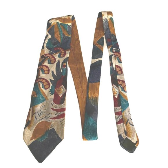 Tabasco Novelty Mens Silk Tie Made In USA With Colorful Hot Sauce Bottle Shrimp - Picture 1 of 6